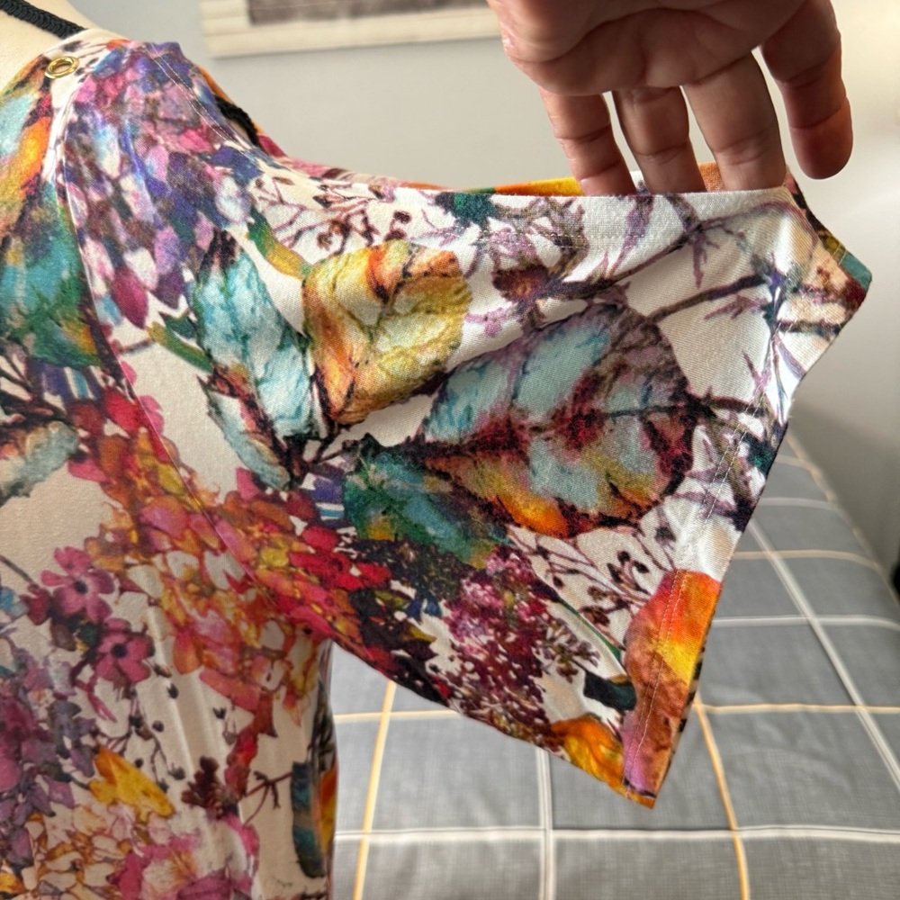 ♥️Spense Floral Multicolor Women's Cold Shoulder Top Size Large - Picture 6 of 10